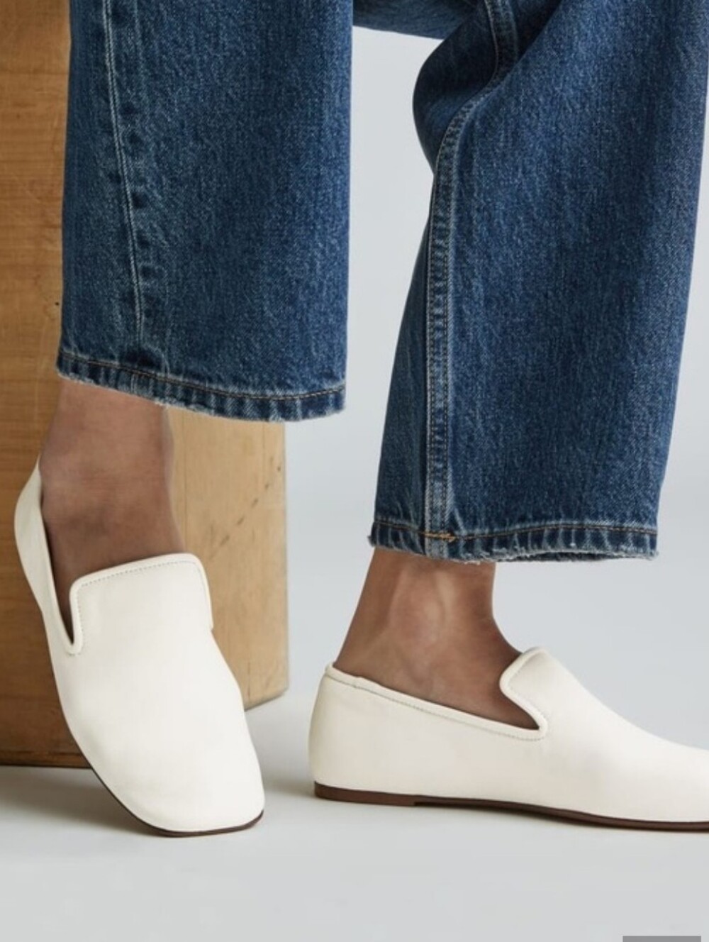 Everlane The Day Loafer White Leather Slip-On Smoking Shoes - 6.5